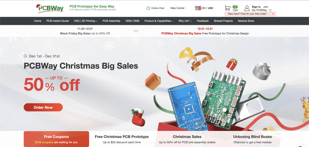 PCBWay Christmas Big Sale on PCBs